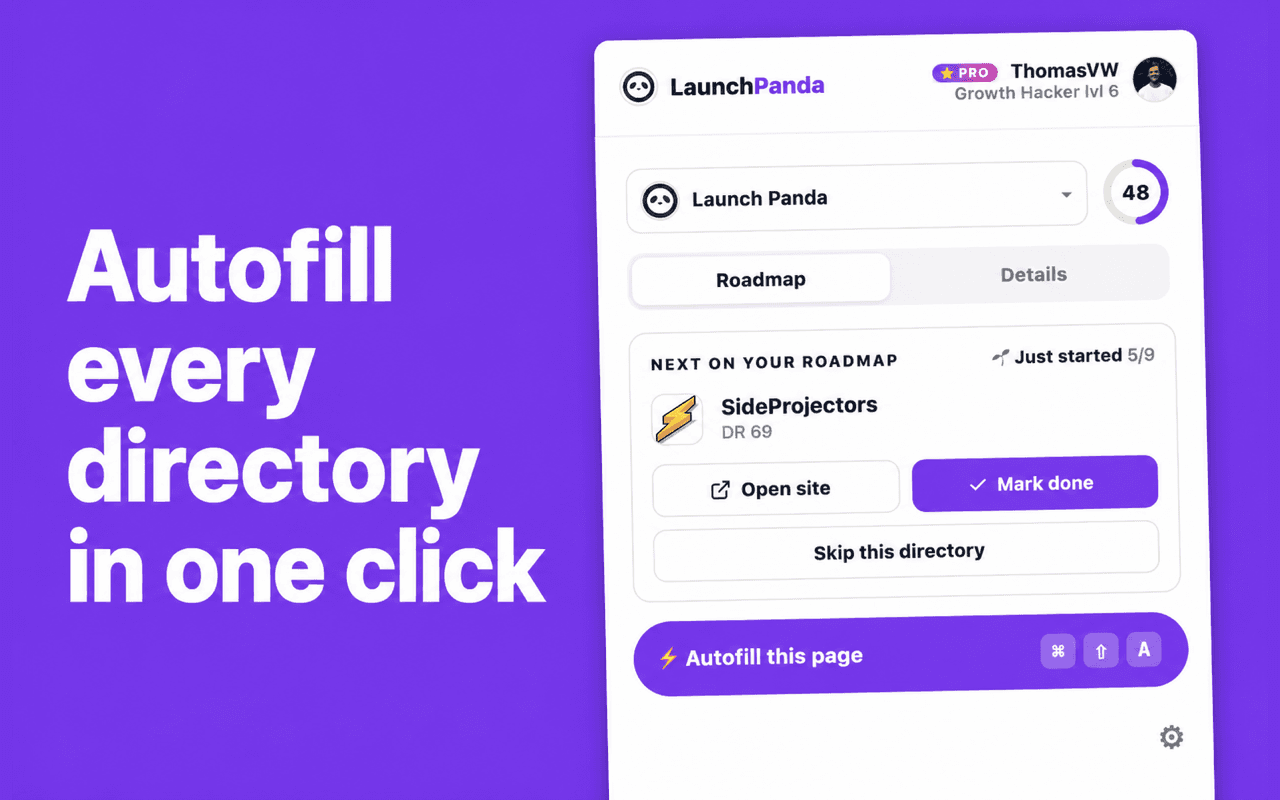The LaunchPanda Chrome extension autofilling every directory in one click